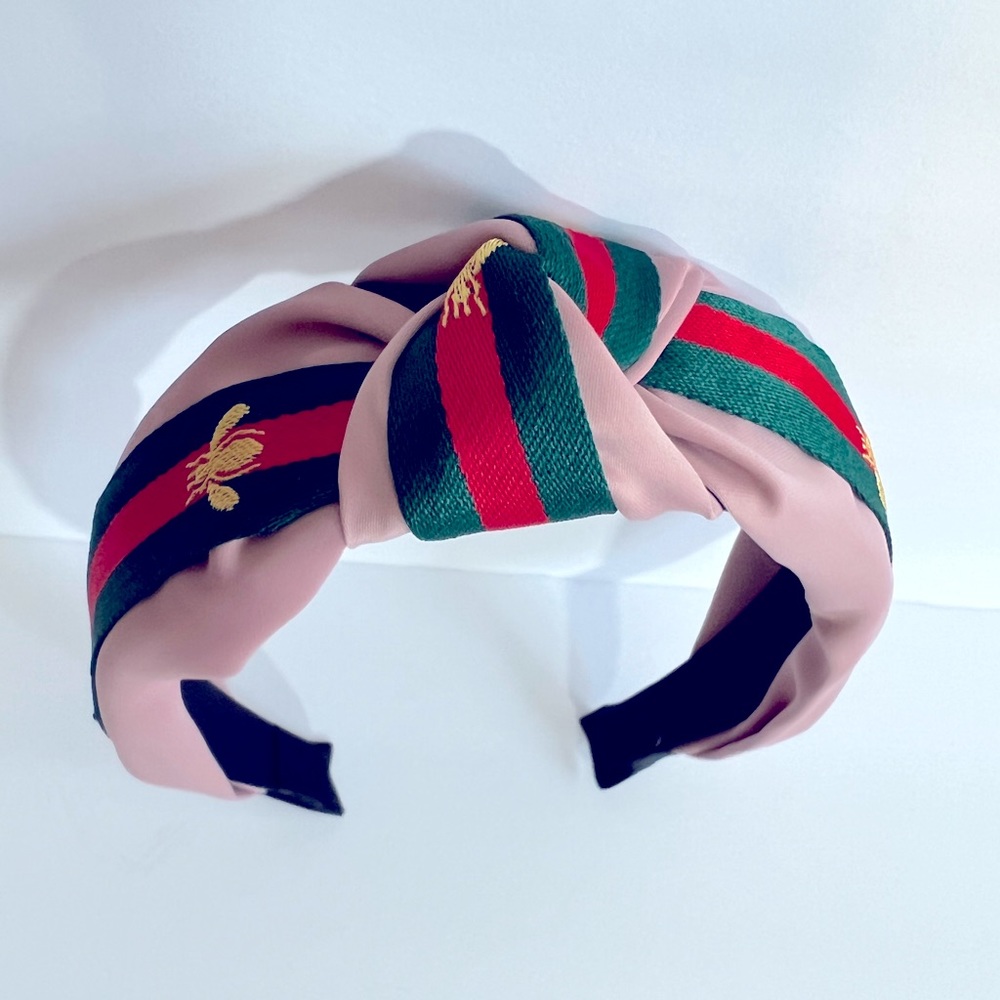 Pink, Green & Red Luxury-Inspired Wide Headband | Designer Style
